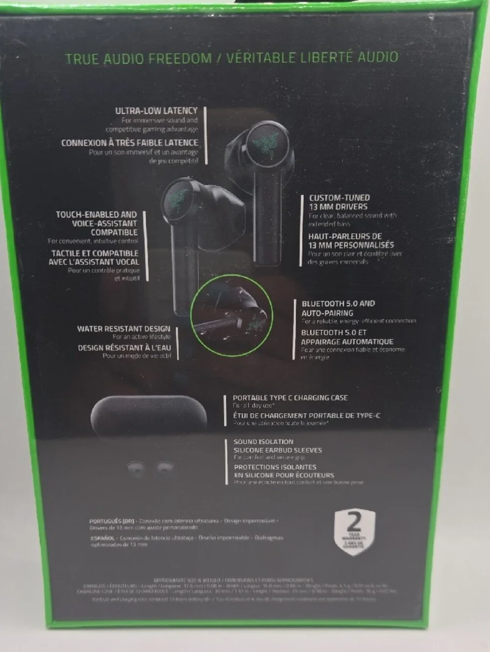 NEW Razer Hammerhead True Wireless Earbuds — Black with Green Logo